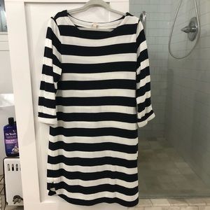 J Crew Size L Navy/Cream Knit Dress—Super Comfy!